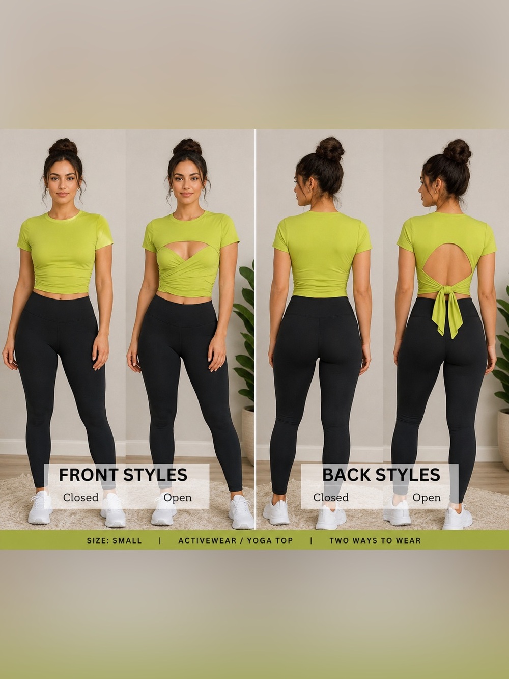 Reversible Bow Back Tee Lime Green Women's Tank Top